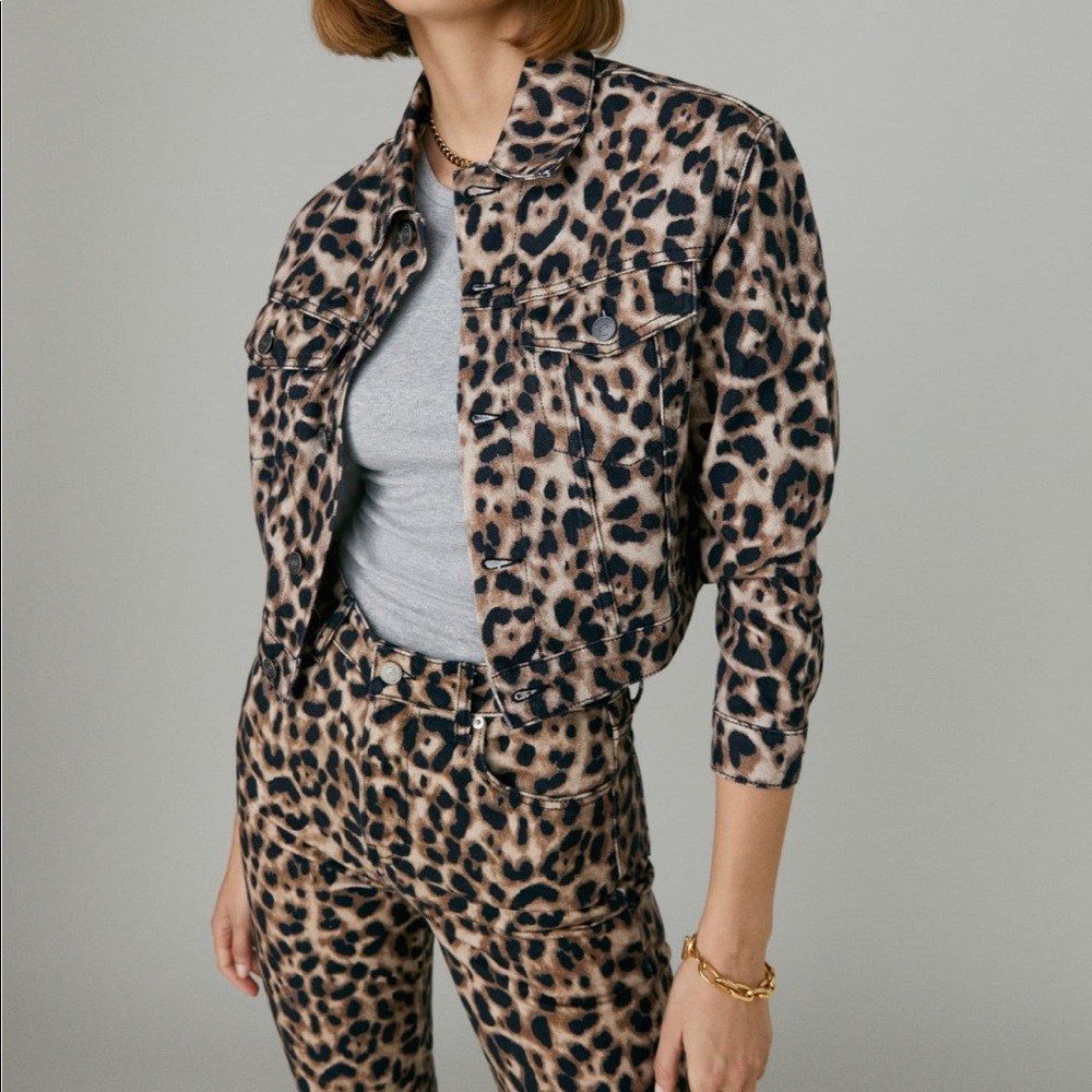 Reformation Leopard Print Jean Jacket